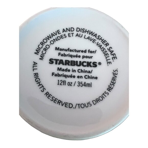 Starbucks Holiday Star Poinsettia Snowflake Coffee Mug 12 oz Red White Christmas - Picture 6 of 6